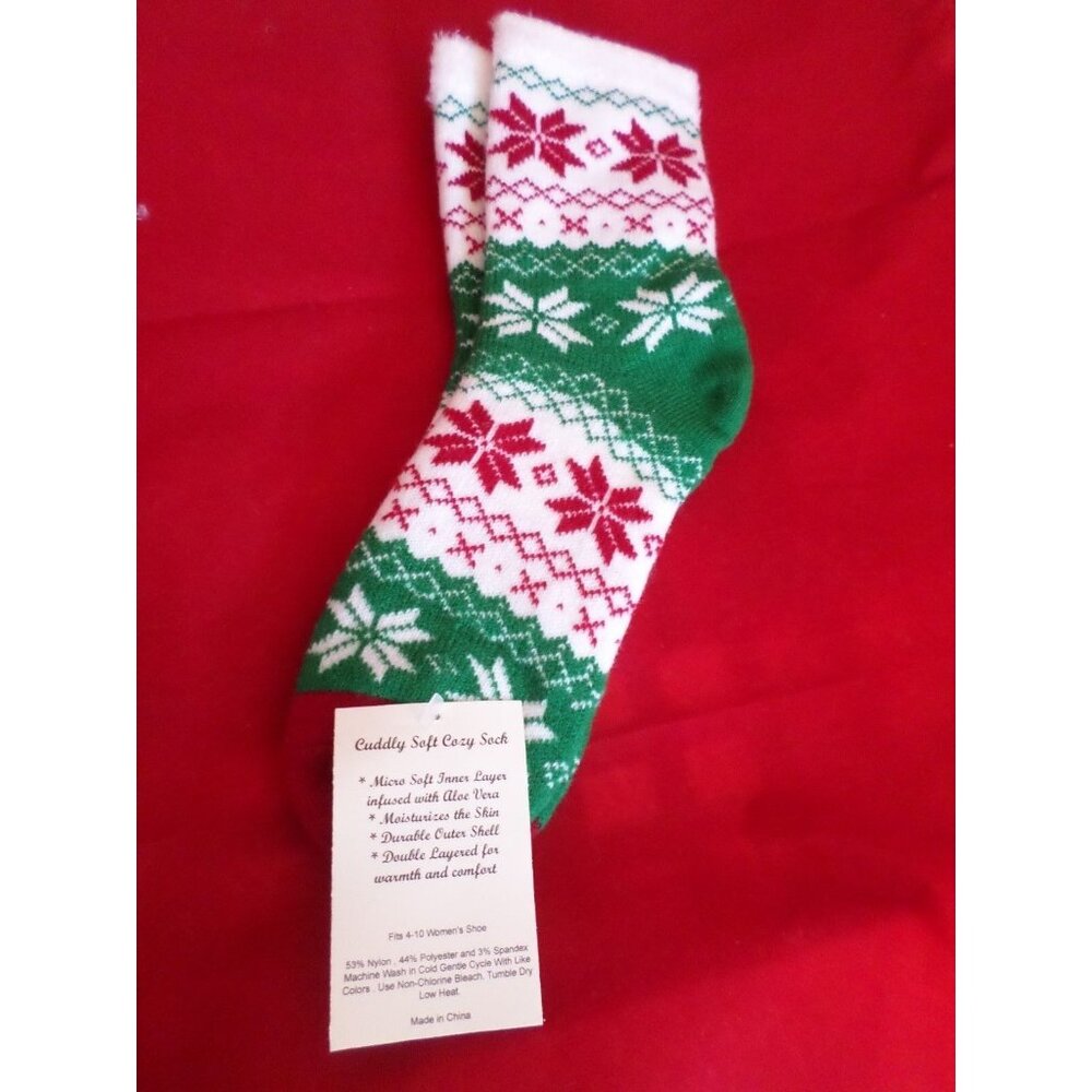 1 Pair Cozy Double Layer Aloe Infused Women Crew Cuddly Comfy Soft Sock 4-10